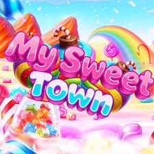 My Sweet Town game preview showing candy city building